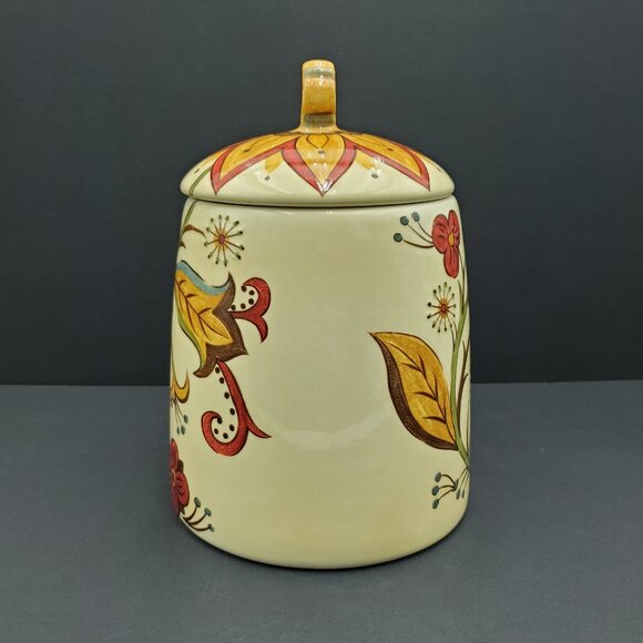 Pier 1 Carynthum Cookie Jar PIer 1 Imports Colorful Floral Canister Treat Jar - Picture 4 of 10